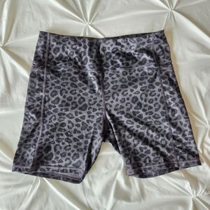 Athletic Works Gray Leopard Print Bike Shorts